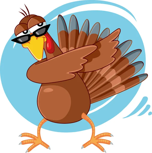 Funny Turkey Ready Celebration Vector Cartoon — Stock Vector