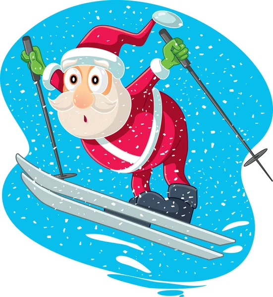 Sciare Santa Vector Cartoon — Vettoriale Stock