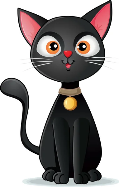 Black Cat White Background Vector Cartoon Illustration — Stock Vector