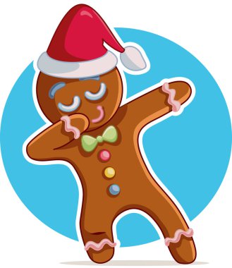 Funny Dabbing Gingerbread Man Vector Cartoon clipart