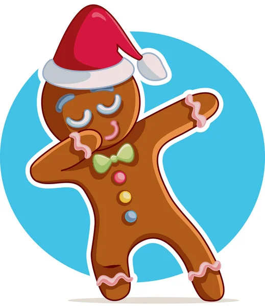 Engraçado Dabbing Gingerbread Man Vector Desenhos Animados — Vetor de Stock