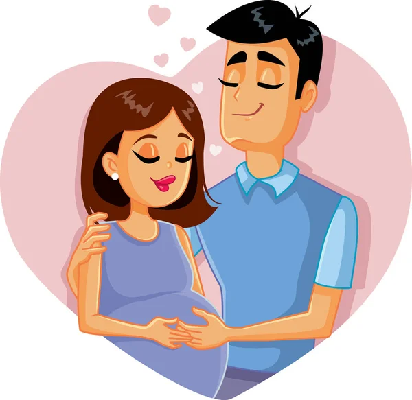 Young Family Expecting First Baby Illustration — Stock Vector