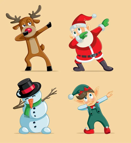 Dabbing Natal Personagens Conjunto Vetores — Vetor de Stock