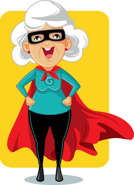 Super Abuela Dibujos Animados Vector Ilustración — Vector de stock