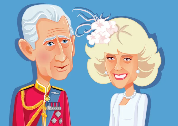 Londen December 2018 Prins Charles Camilla Parker Bowles Vector Karikatuur — Stockvector