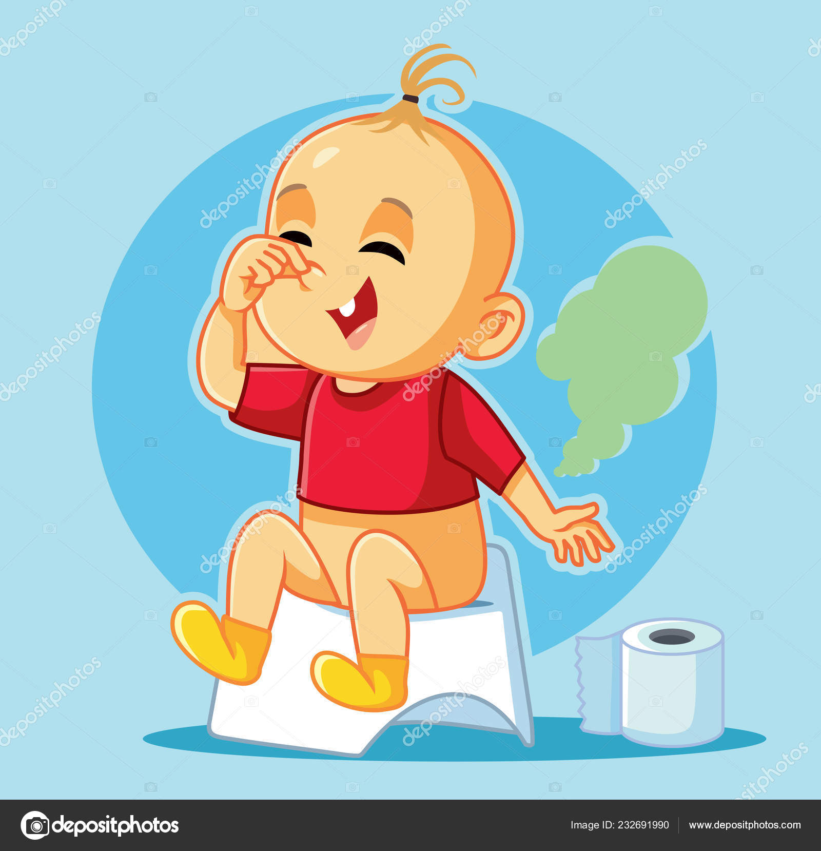Funny Baby Sitting Potty Vector Cartoon Stock Vector Image by  ©nicoletaionescu #232691990