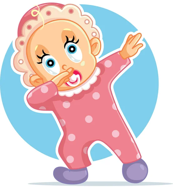 Engraçado Bebê Menina Dabbing Vetor Desenhos Animados —  Vetores de Stock