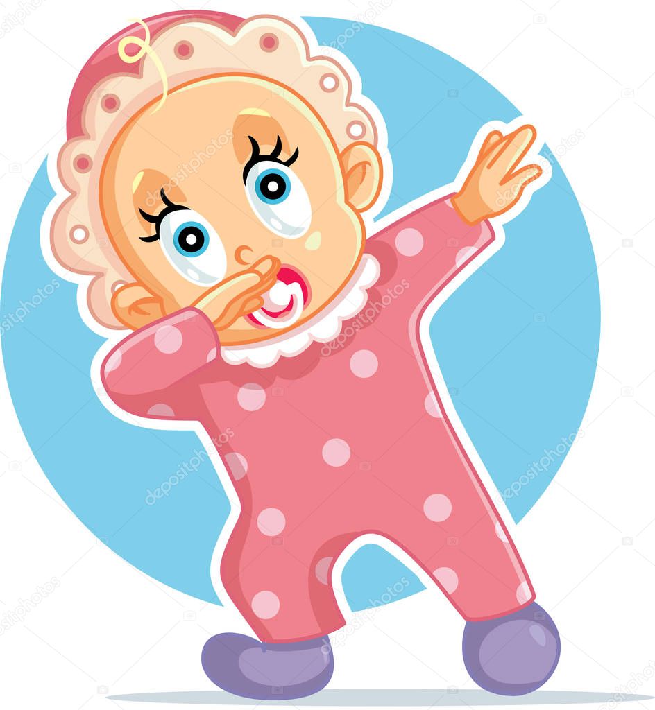 Funny Baby Girl Dabbing Vector Cartoon