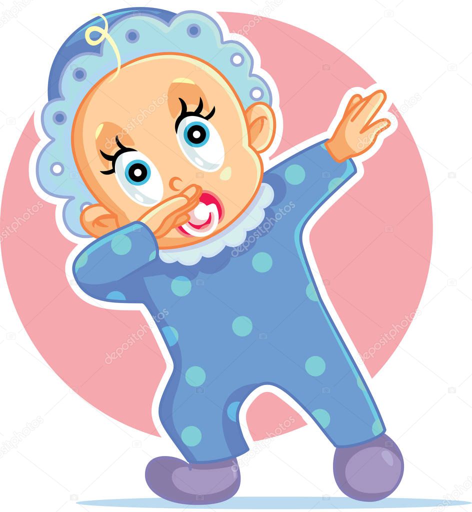 Funny Baby Boy Dabbing Vector Cartoon