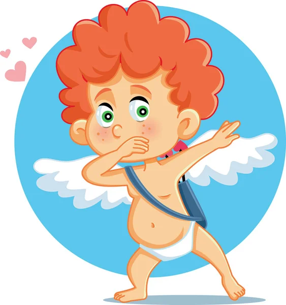 Cupido Dabbing Vettoriale Illustrazione Del Fumetto — Vettoriale Stock