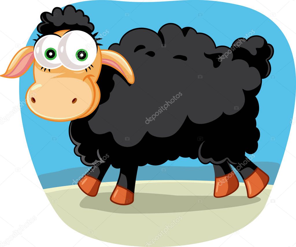 Black Sheep Vector Cartoon Illustration