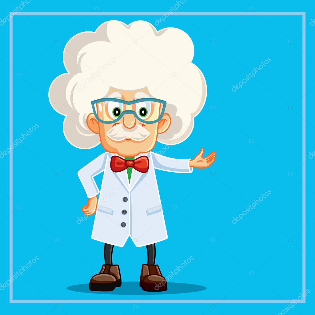 Funny Scientist Professor Cartoon Character