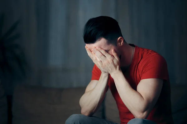 Sad Depressed Man Feeling Anxious Stressed Out — Stock Photo, Image