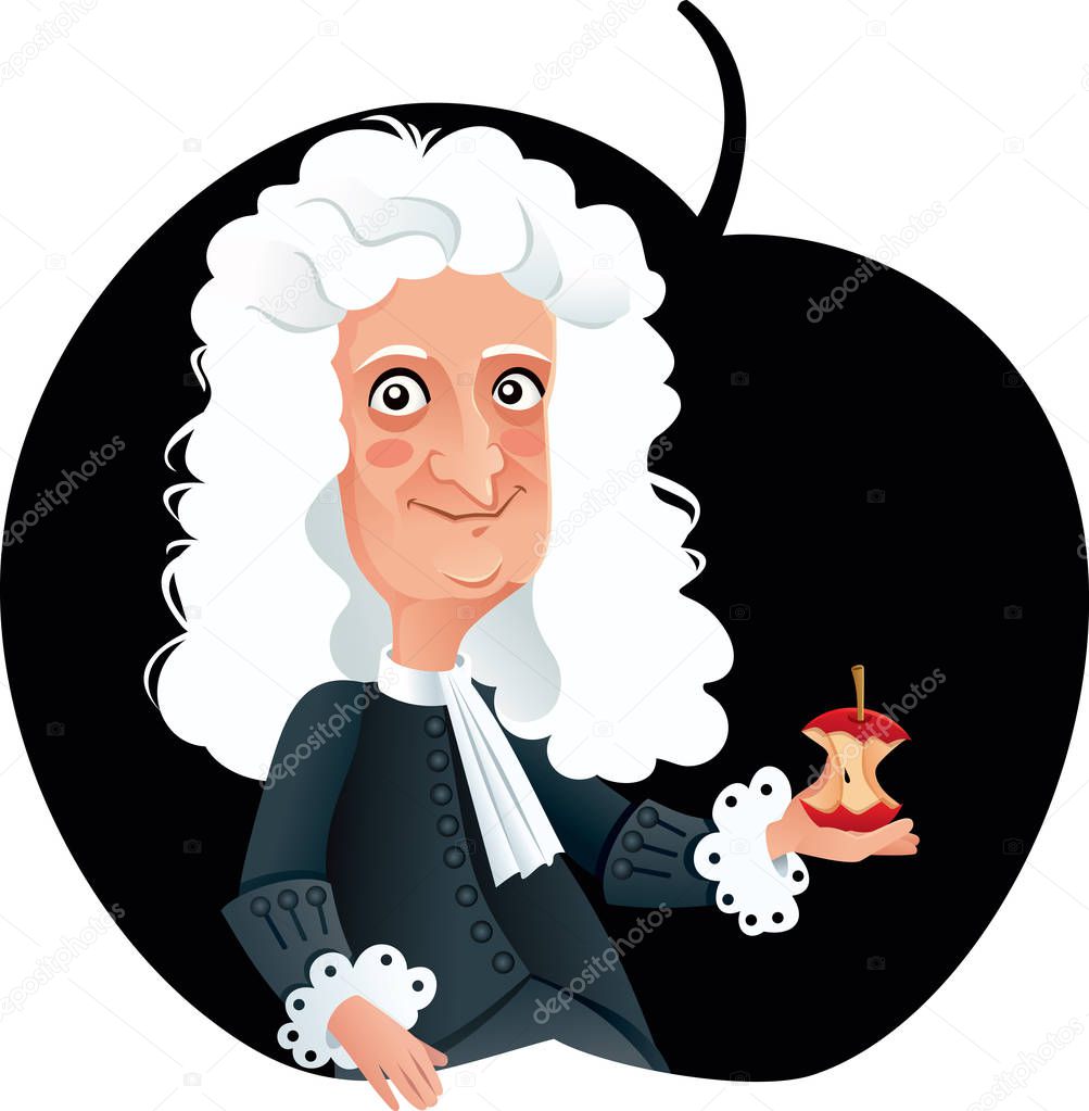 Isaac Newton Vector Caricature