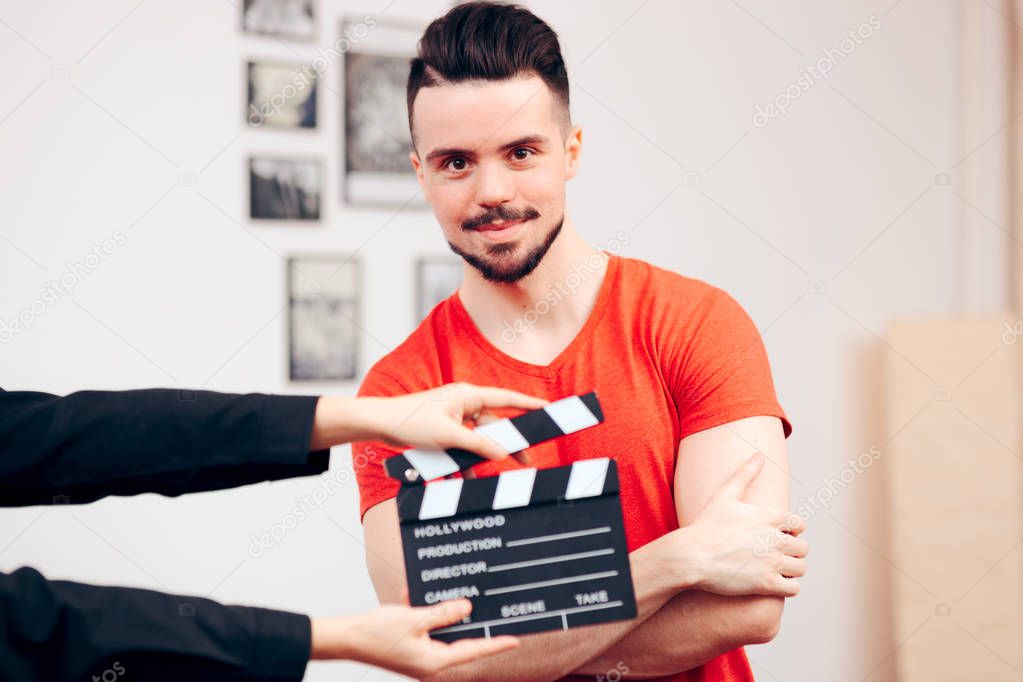 Male Actor at Casting Agency Filming Demo Reel