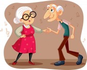 lustige ältere Paare tanzen Vektor-Cartoon