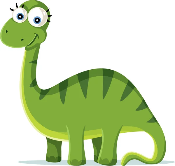 Lindo Dinosaurio Verde Vector Ilustración Dibujos Animados — Archivo Imágenes Vectoriales