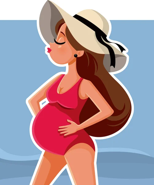 Cute Pregnant Girl Vector Illustration — Stock Vector