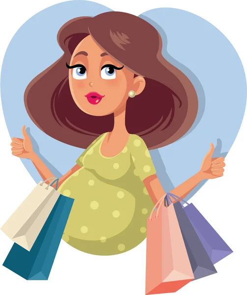 Menina Grávida Com Sacos Compras Vector Ilustração —  Vetores de Stock