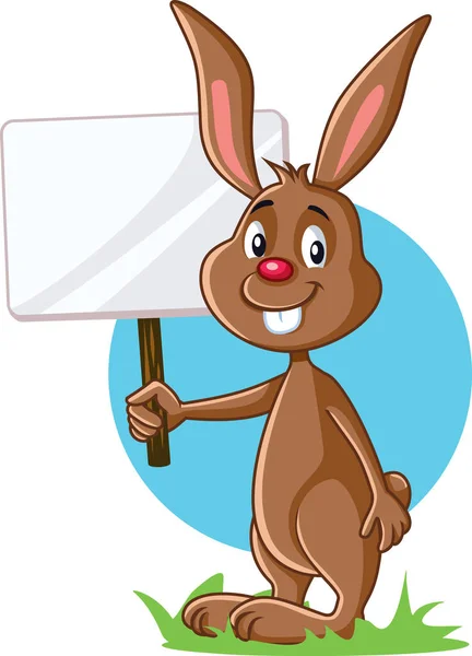 Cute Bunny Holding Advertising Sign — Stock Vector