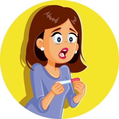 Hamilelik testi illüstrasyon tutan sürpriz kadın