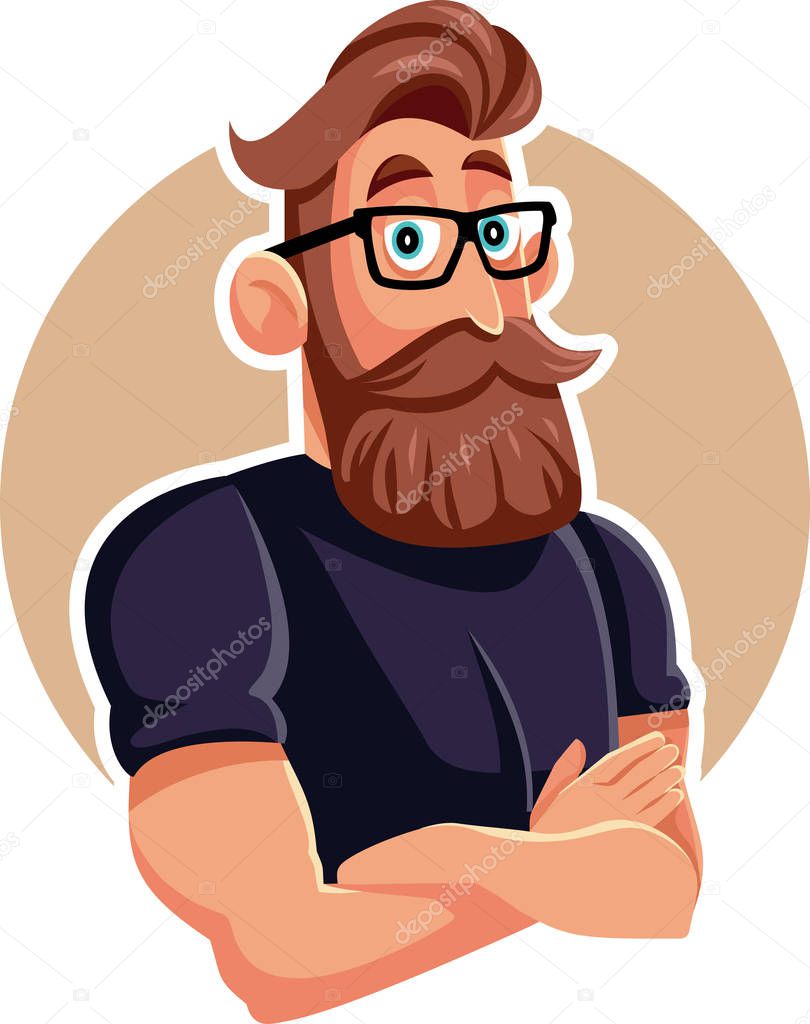 Cool Man Wearing Eyeglasses Vector Cartoon