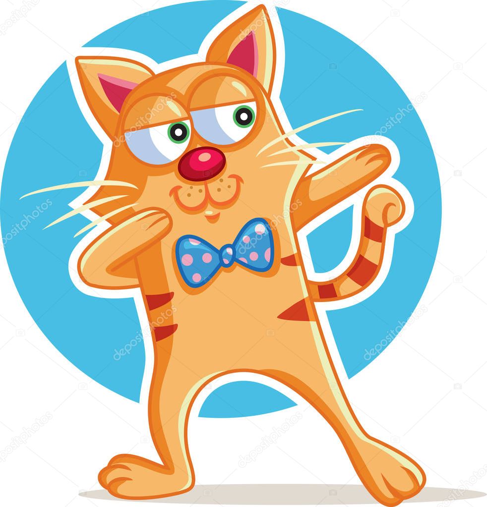 Funny Cat Dabbing Vector Cartoon