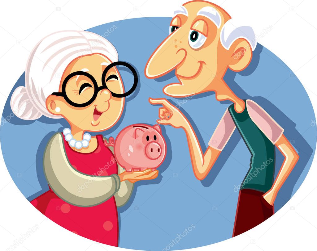 Senior Couple Saving for Retirement Vector Illustration