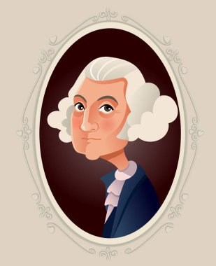 George Washington Vektör Karikatür İllüstrasyon