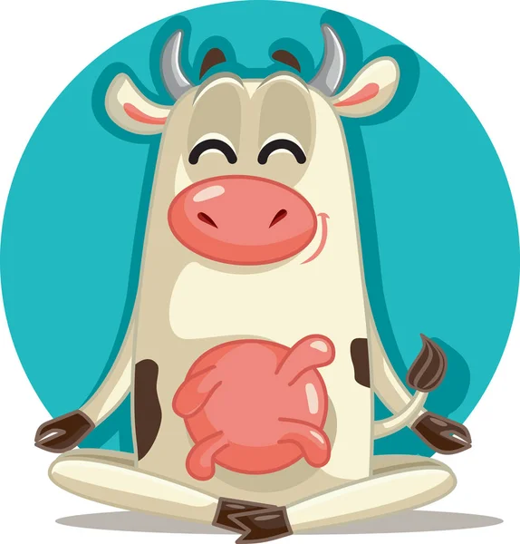 Relaxed Cow Meditation Pose Vector Cartoon — Stock Vector