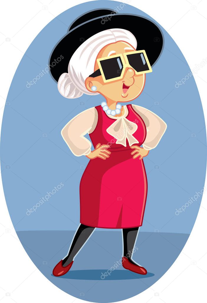 Trendy Stylish Fashion Senior Woman Cartoon