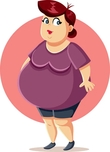 Curvy Size Overweight Woman Vector Cartoon — Stock Vector