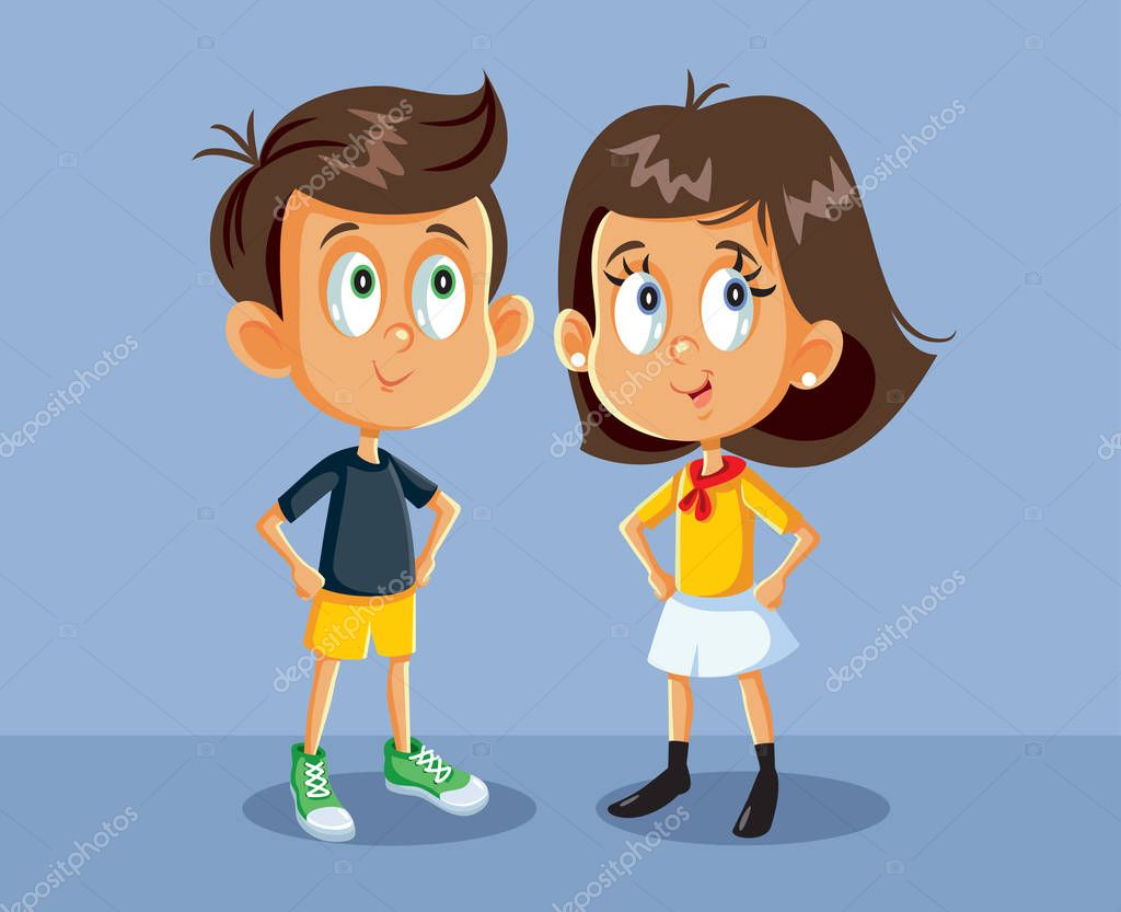 Cute Boy and Girl Vector Characters
