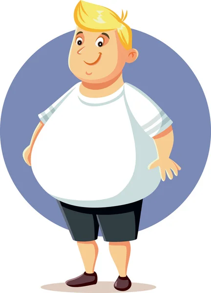 Size Overgewicht Man Vector Cartoon — Stockvector