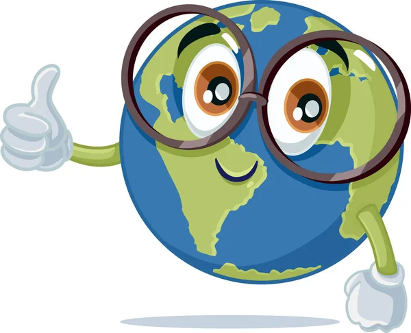 Funny Vector Earth Mascota Con Gafas — Archivo Imágenes Vectoriales