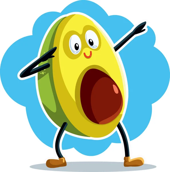 Grappige Dabbing Avocado Vector Cartoon — Stockvector