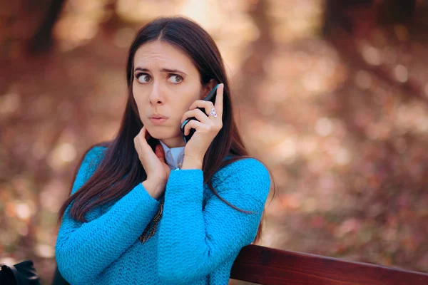 Worried Woman Receiving Phone Call Bad News — стокове фото