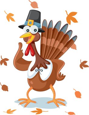 Funny Happy Thanksgiving Turkey Vector Cartoon clipart