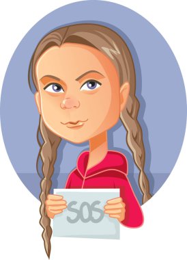 N.Y., ABD 29 Eylül 2019, Greta Thunberg Vektör Karikatürü