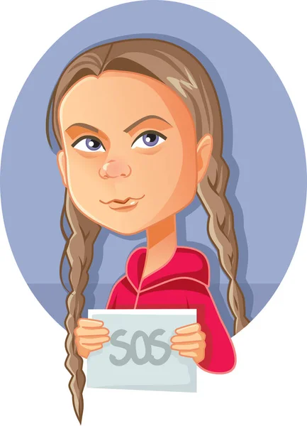 Septiembre 2019 Greta Thunberg Vector Caricature — Vector de stock