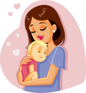 Anneyi Sevmek Bebek Vektörü İllüstrasyonunu Tutmak