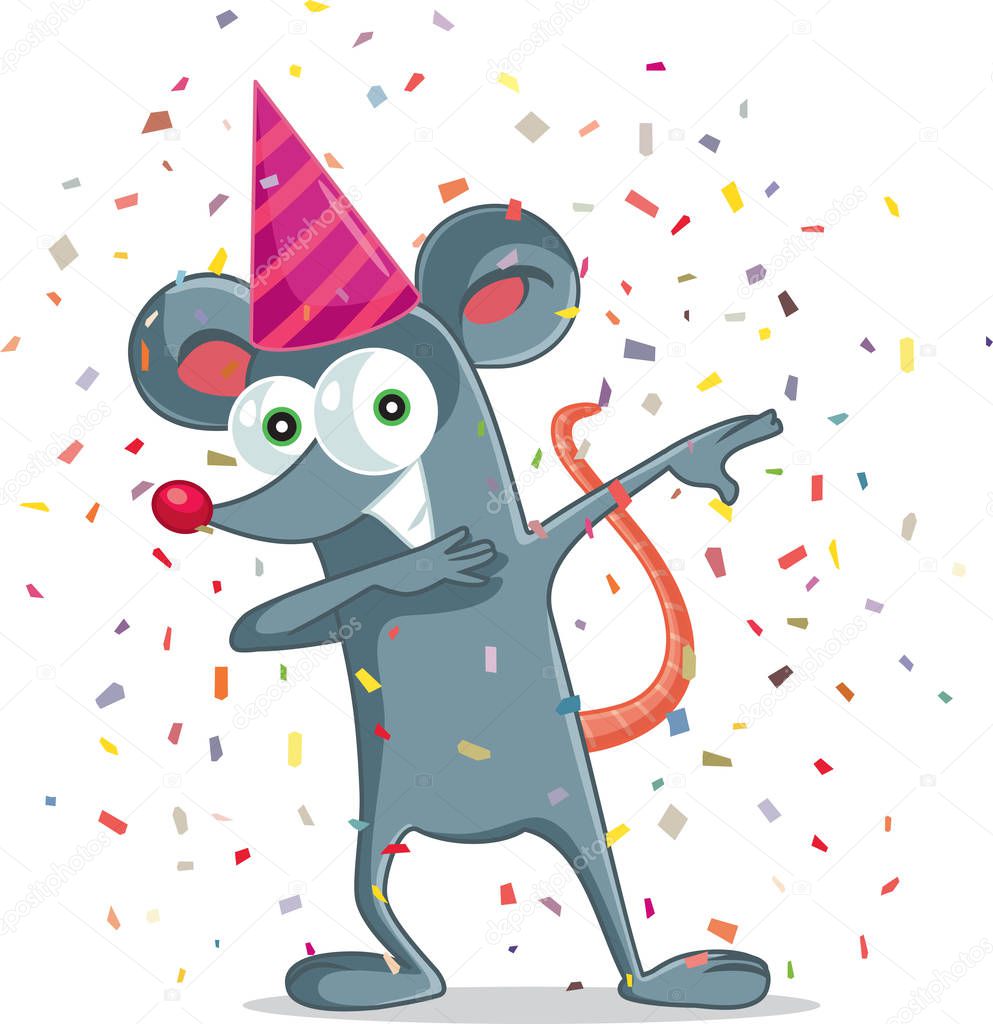 Funny Party Mouse Dabbing Vector Cartoon
