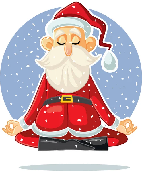Santa Claus Meditující Vektorové Kreslené Ilustrace — Stockový vektor