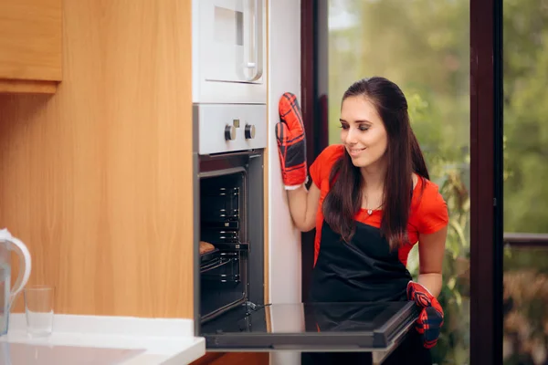 Woman Admiring Her Delicious Cupcake Fresh Oven Stock Picture