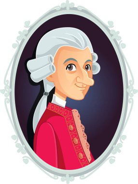 Wolfgang Amadeus Mozart Vektör Karikatürü