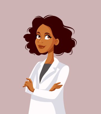 Kolları çapraz Vektör Karakteri Olan Afro Amerikalı Kadın Doktor 