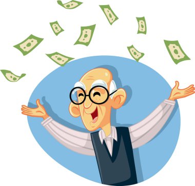 Komik emekli kıdemli adam Parayla Fırlatıyor