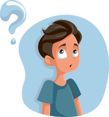 Cartoon Teen Boy Having Questions about Puberty clipart