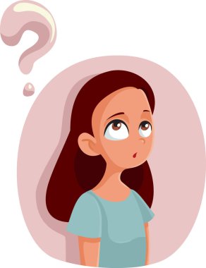 Cartoon Teen Girl Having Questions about Puberty clipart