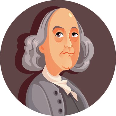 Benjamin Franklin Vektör Çizgi Film İllüstrasyonu